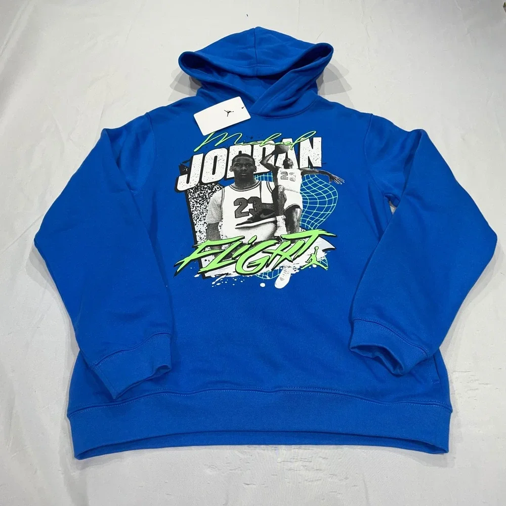 Jordan Boys Royal Blue Michael Jordan Flight Graphic Hoodie XL 13-15Y